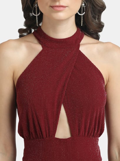 Buy Kazo Maroon Maxi Slit Dress for Women's Online @ Tata CLiQ