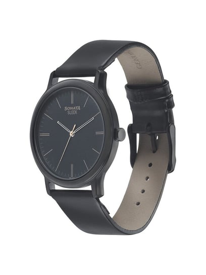 Sonata sleek black discount watch