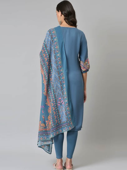 Blue Kurti + Leggings w/Dupatta – Bawri Collection