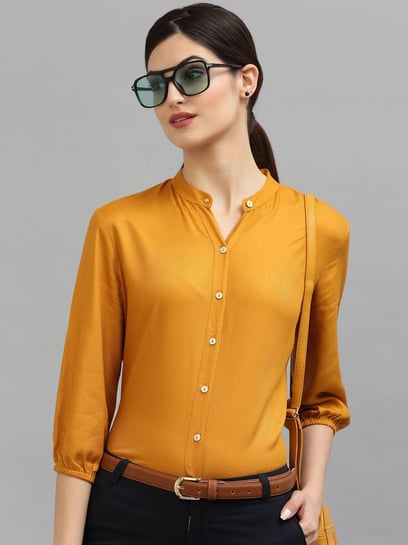 Yellow formal best sale shirt women's