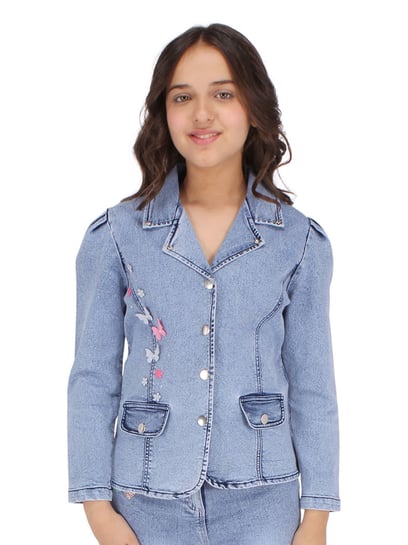 Buy Cutecumber Kids Blue Solid Full Sleeves Coat for Girls Clothing Online  @ Tata CLiQ