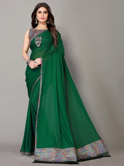 Buy Green Sarees for Women by SATRANI Online