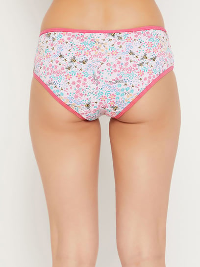 Buy Clovia Pink Cotton Floral Print Inner Elastic Hipster Panty for Women  Online @ Tata CLiQ