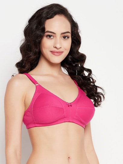 Buy Clovia Pink Cotton Full Coverage T-Shirt Bra for Women Online