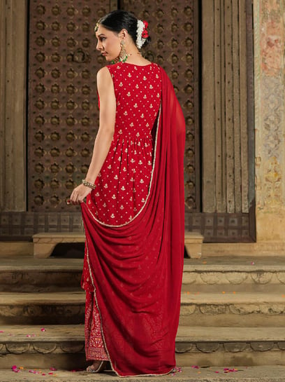 Buy online Red Embroidered Ethnic Dress from ethnic wear for Women by  Scakhi for ₹16119 at 35% off