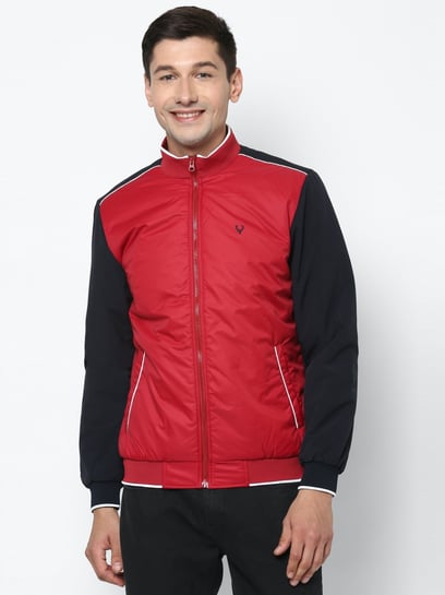 Buy Allen Solly Men Red Solid Bomber jacket Online at Low Prices