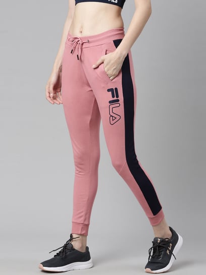 Buy Fila Pink Cotton Logo Printed Joggers for Women Online @ Tata CLiQ