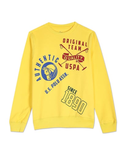 Buy U.S. Polo Assn. Kids Yellow Printed Full Sleeves Sweatshirt