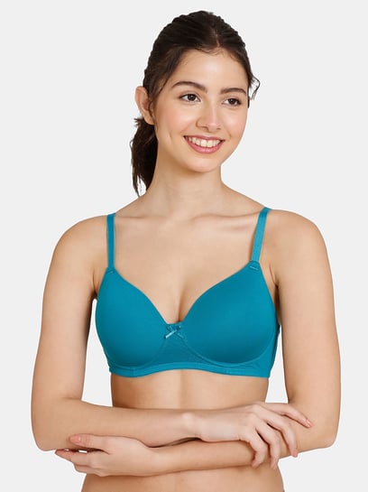 Buy Clovia Lace Solid Padded Demi Cup Underwired Balconette Bra - Light  Blue Online