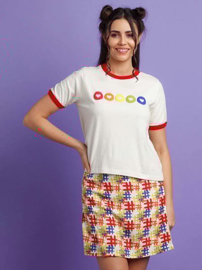Buy zink Z Off-White Cotton Printed Top for Women Online @ Tata CLiQ
