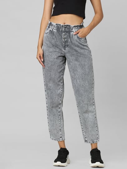 100% Cotton Mom-Fit Jeans - MAMA GD - GRIS - ETAM