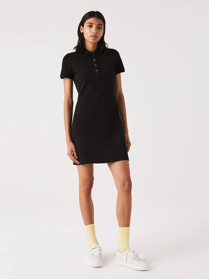 ★LACOSTE★ Women's Cara Short Sleeve Woven Dress Black EF42 Lacoste Jersey dress - black - Zalando.co.uk
