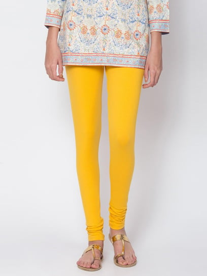 Buy FIGMENT Plain Yellow Cotton Leggings at Amazon.in