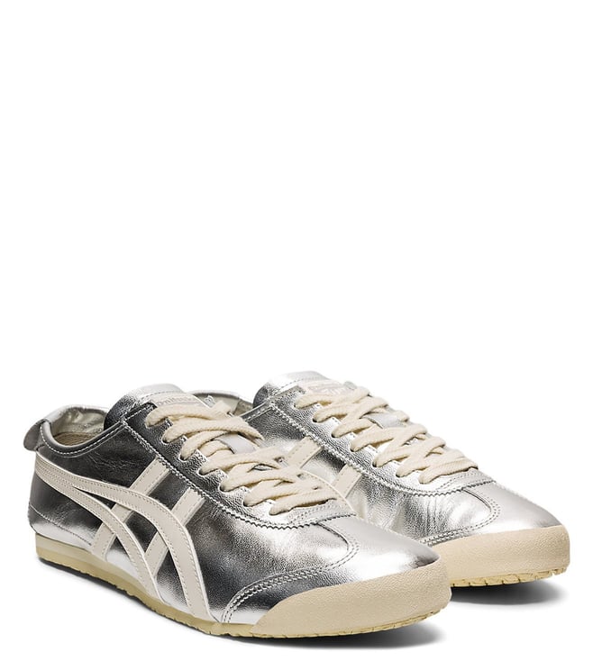 Buy Onitsuka Tiger Silver & White MEXICO 66 Unisex Sneakers for Men ...