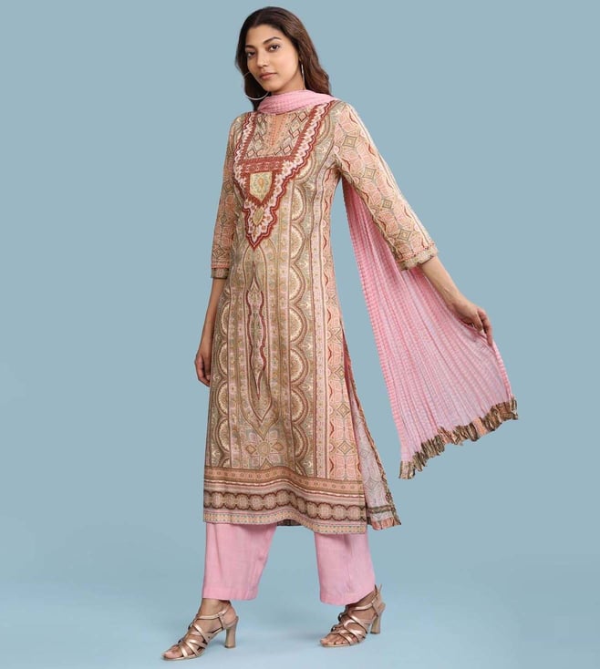 Buy AARKE RITU KUMAR Dark Blue Kurta With Pant And Dupatta for Women