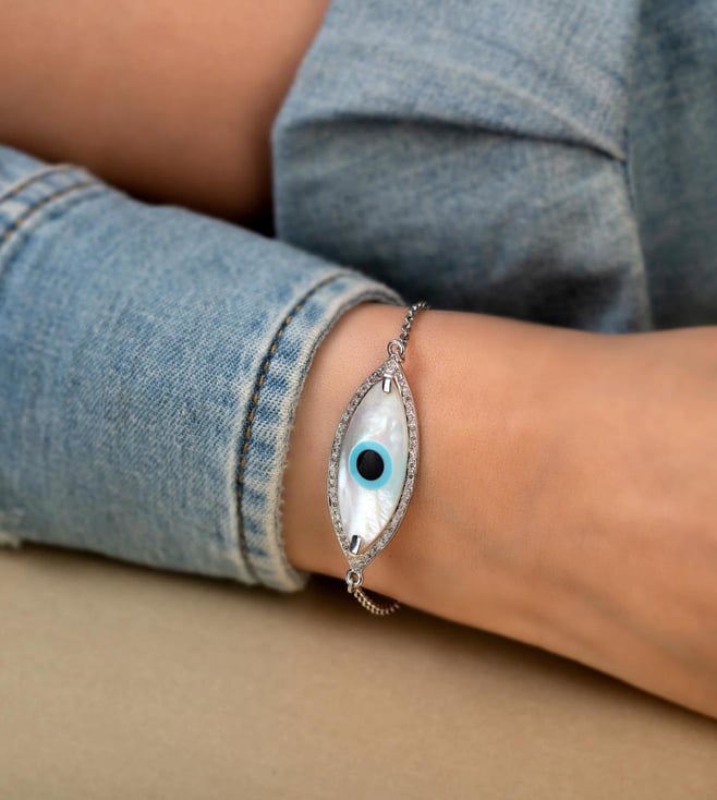 Clover Evil Eye Diamond Pearl Bracelet | KAJ Fine Jewellery | Le Mill 6 In / White