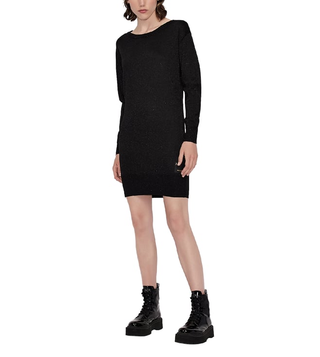 Buy Armani Exchange Black Logo Patch Regular Fit Sweater Dress for Women  Online @ Tata CLiQ Luxury