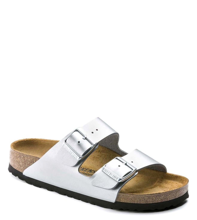 Birkenstock arizona silver discount leather