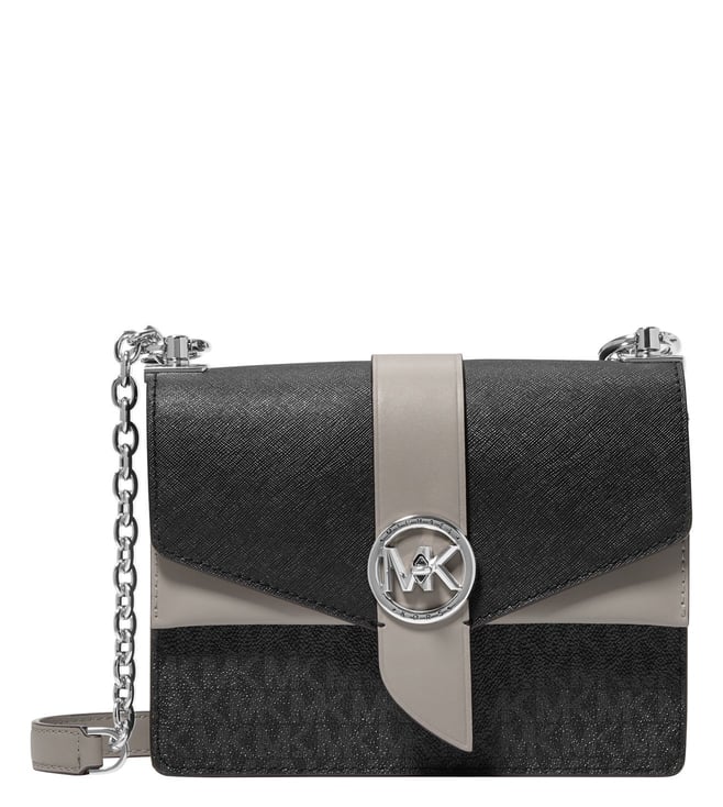 Buy Michael Kors Black & White Greenwich Medium Cross Body Bag Online @  Tata CLiQ Luxury