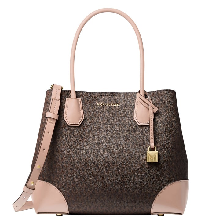 Buy Michael Kors Brown Soft Pink Mercer Gallery Large Satchel Online Tata CLiQ Luxury