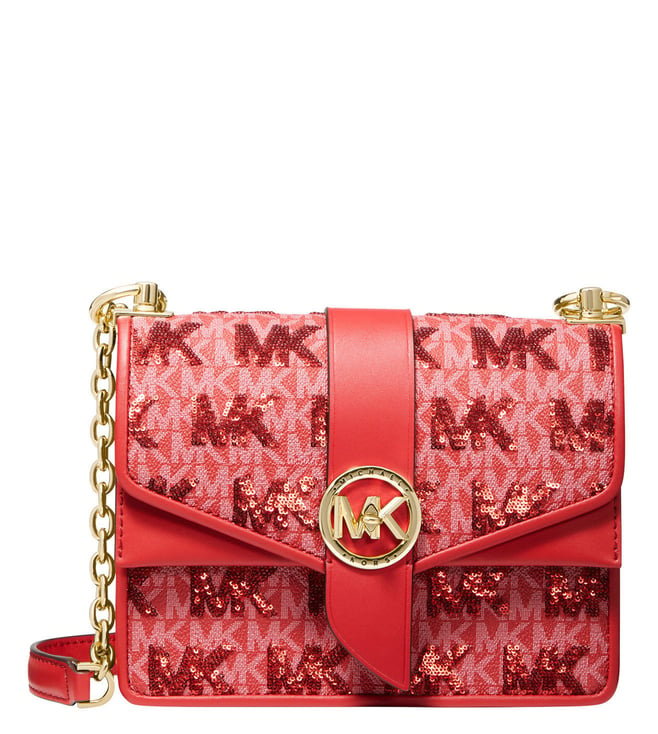 Buy Michael Kors Crimson Greenwich Logo Medium Shoulder Bag Online @ Tata  CLiQ Luxury