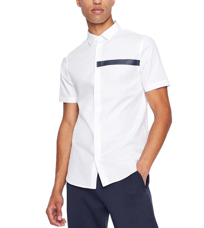 Buy Armani Exchange White Slim Fit Shirt for Men Online @ Tata CLiQ Luxury