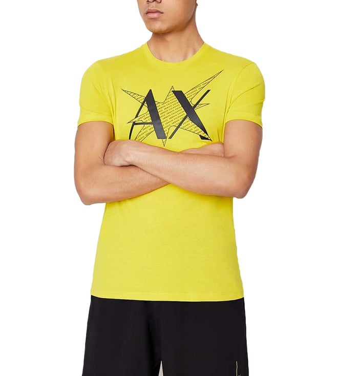 Buy Armani Exchange Yellow Printed Slim Fit T-Shirt for Men Online @ Tata  CLiQ Luxury