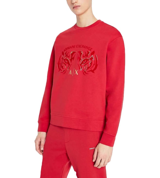 Buy Armani Exchange Red Printed Regular Fit Sweatshirt for Men Online @  Tata CLiQ Luxury