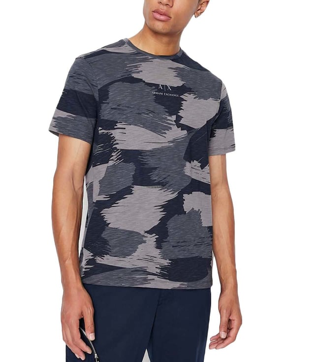 Buy Armani Exchange Navy Camo Regular Fit T-Shirt for Men Online @ Tata  CLiQ Luxury