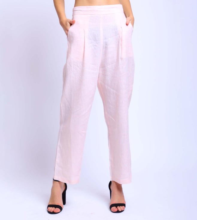 Pink Linen Blend Pull On Trousers  Women  George at ASDA