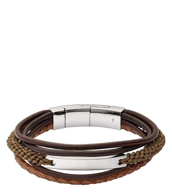 MultiStrand Black Leather Bracelet  JF03098001  Fossil