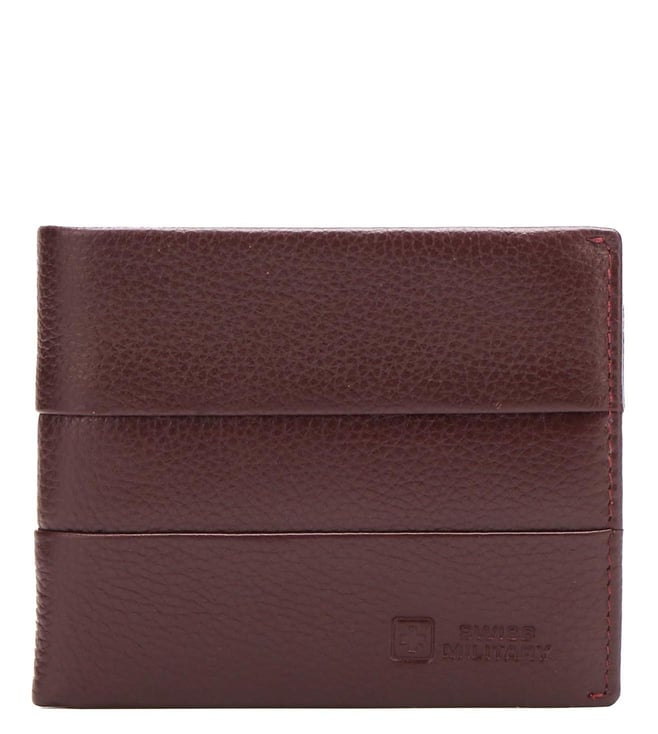 SWISS MILITARY-GENUINE LEATHER TRIFOLD MENS WALLET BROWN