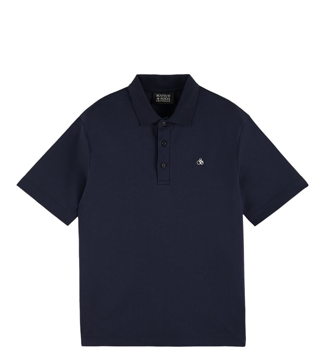 Buy Scotch & Soda Blue Interlock Regular Fit Polo T-Shirt for Men ...