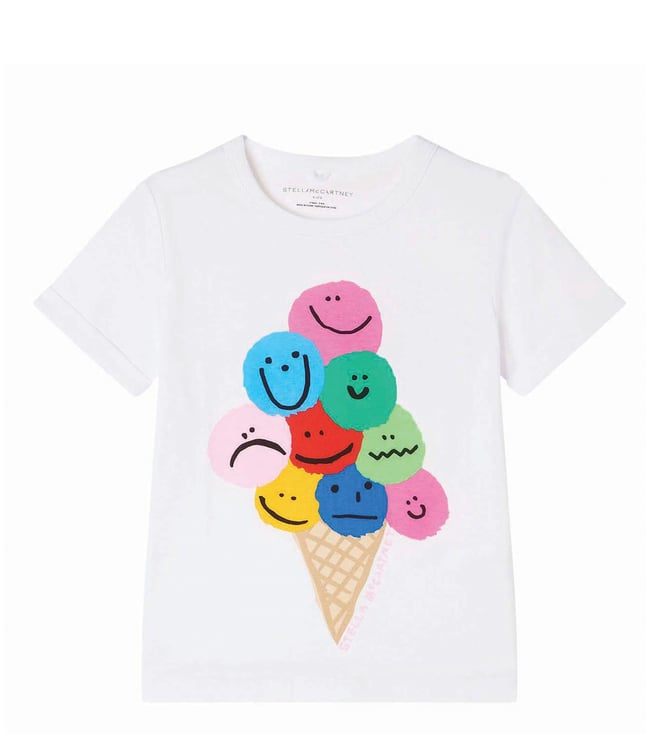 Stella McCartney Kids White Printed Straight Fit T-Shirt