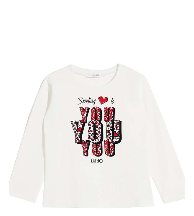 LIU JO Kids White Printed Regular Fit T-Shirt