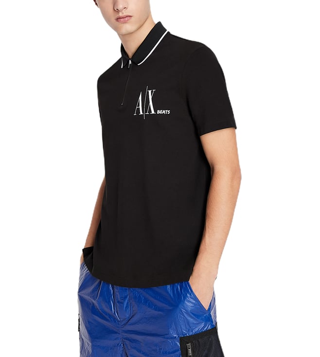 Buy Armani Exchange Black Logo Regular Fit Polo T-Shirt for Men Online @  Tata CLiQ Luxury