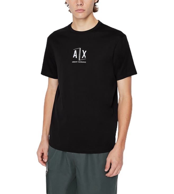 Buy Armani Exchange Black Logo Regular Fit T-Shirt for Men Online @ Tata  CLiQ Luxury