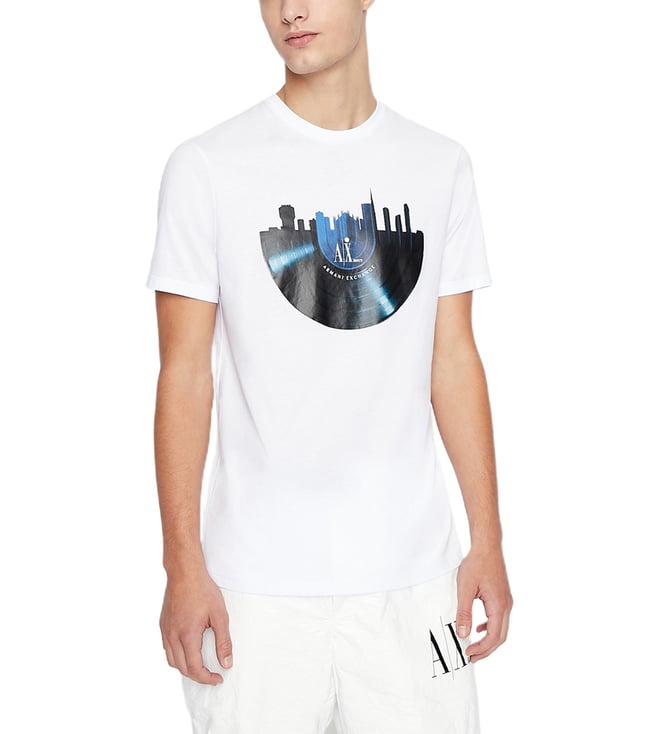 Buy Armani Exchange White Graphic Regular Fit T-Shirt for Men Online @ Tata  CLiQ Luxury