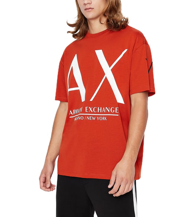 Buy Armani Exchange Orange Logo Comfort Fit T-Shirt for Men Online @ Tata  CLiQ Luxury