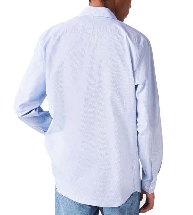 Buy Lacoste Blue Pin Stripes Regular Fit Shirt for Men Online @ Tata ...
