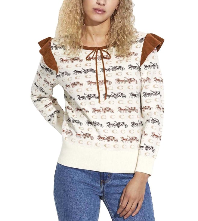 Buy Coach Cream Regular Fit Ruffle Sweater for Women Online @ Tata CLiQ  Luxury