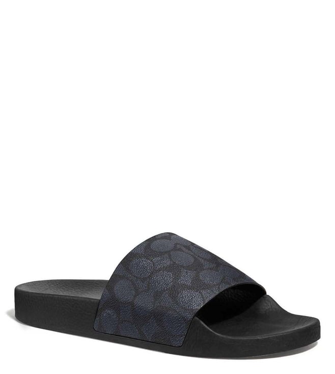 Buy Coach Charcoal Signature Logo Slides for Men Online Tata