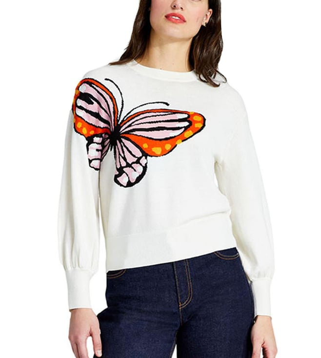 Buy Kate Spade French Cream Butterfly Intarsia Sweatshirt for Women Online  @ Tata CLiQ Luxury