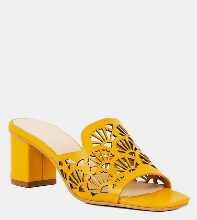 Yellow block heel online sandals