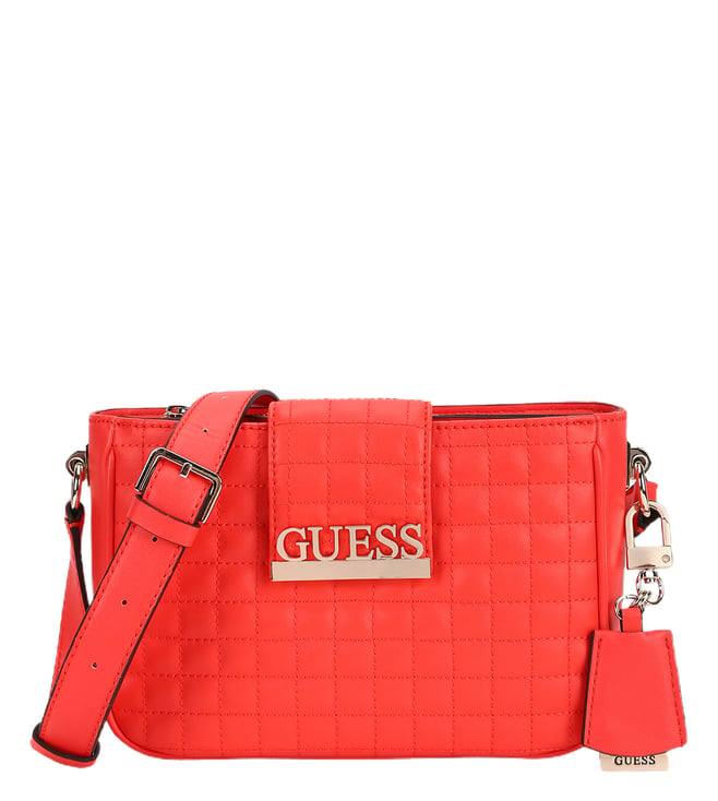 guess red quilted bag