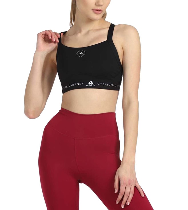 Buy Adidas Black Printed Fitted Sports Bra for Women Online @ Tata