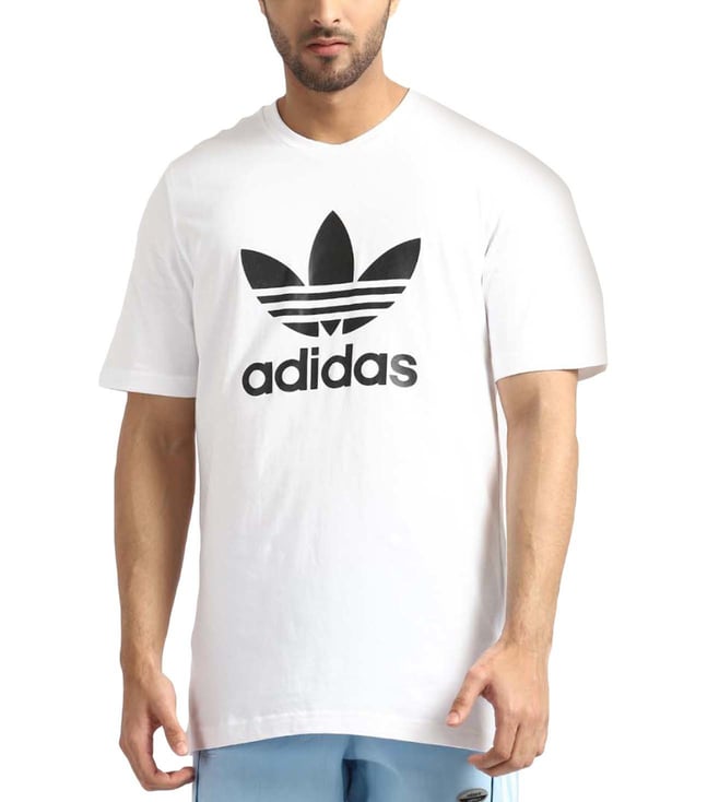 Transformer forstene Let at forstå Buy Adidas Originals White Logo Regular Fit T-Shirt for Men Online @ Tata  CLiQ Luxury