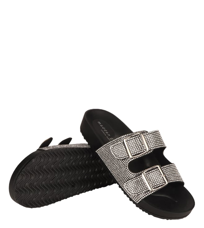 Buy Madden Girl by Steve Madden Black Embellished Slide Sandals for Women  Online @ Tata CLiQ Luxury