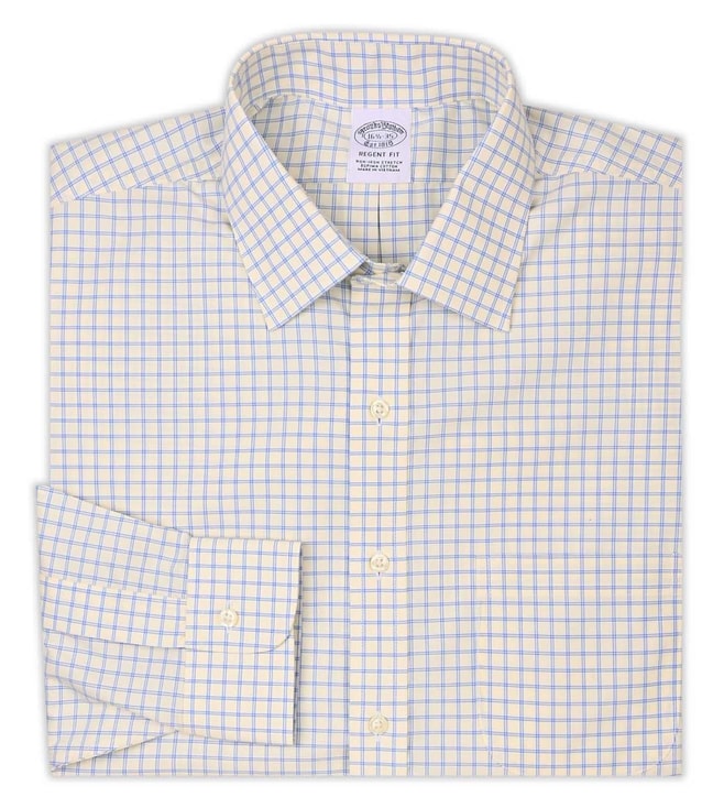 Mens Clothing Shirts Formal shirts Brooks Brothers Regent-fit Checked Supima Cotton Dress Shirt in White for Men 