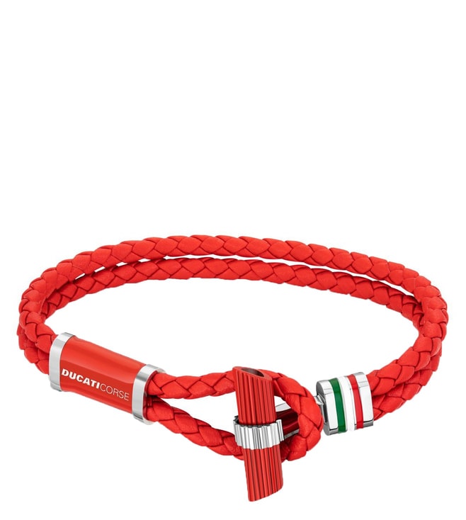 Bracelet in red leather with carabiner closure in stainless steel  Luxury  Bracelets  Montblanc GE